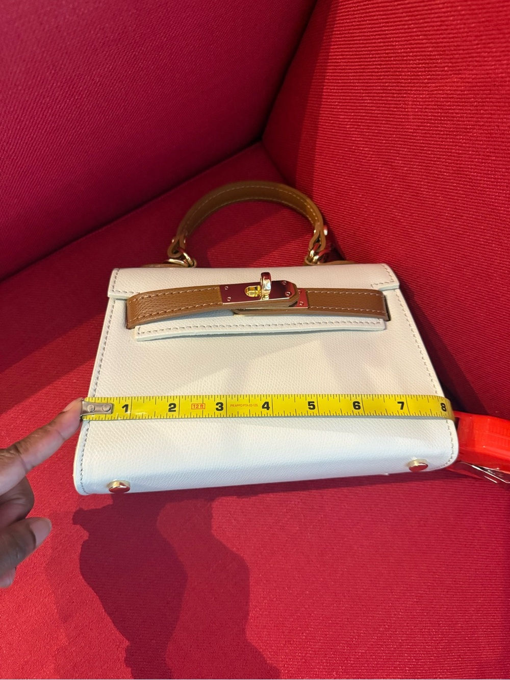 Italian Saffiano Leather Top Handle Bag | Cream & Crossbody - Picture 6 of 8
